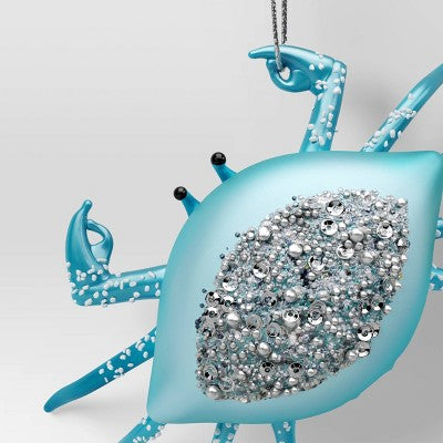 Christmas Glass Crab With Sequin Ornament - Wondershop™