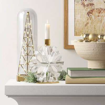  11.75" Battery Operated Lit Christmas Tree Decorative Cloche - Wondershop™
