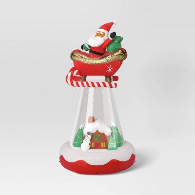  10' Christmas Indoor/Outdoor Lighted Inflatable Santa In Sleigh Over The House - Wondershop™