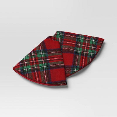  16" Christmas Dia Red/Green Plaid Mini Tree Skirt - Wondershop™