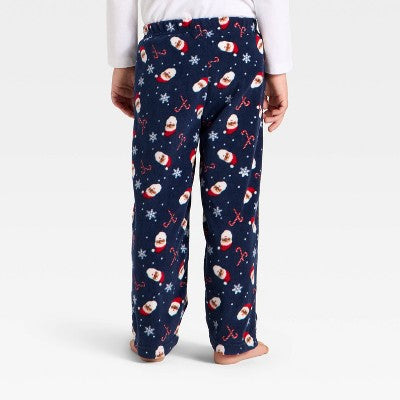  Toddler Santa Print Microfleece Holiday Matching Family Pajama Pants - Wondershop™ Blue