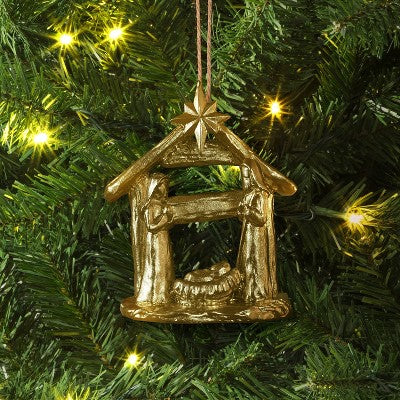  Christmas Gold Resin Nativity Scene Ornament - Wondershop™