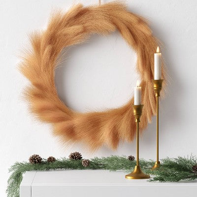  18" Pampas Grass Artificial Christmas Wreath Brown - Wondershop™