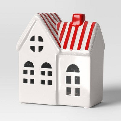  5.25" Christmas Lit White Ceramic House - Wondershop™