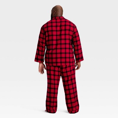  Men's Plaid Flannel Long Sleeve Shirt And Pants Holiday Matching Family Pajama Set - Wondershop™ Red/Black