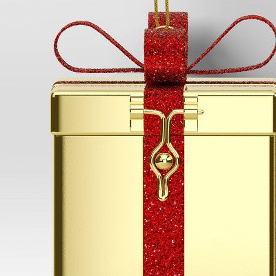  Christmas Gold Metal Gift Box Ornament - Wondershop™
