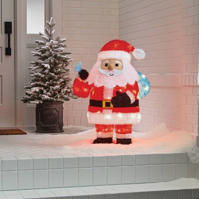  32" Tinsel Santa Christmas Novelty Sculpture Light With 4 Interchangeable Faces - Wondershop™