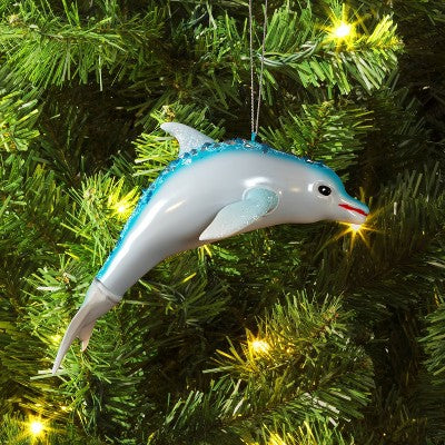  Christmas Glass Dolphin Ornament - Wondershop™