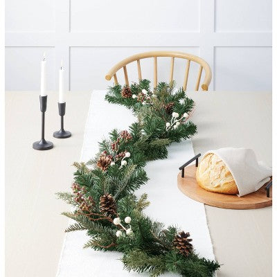  6' Mixed Greenery With Pinecones & White Berries Artificial Christmas Garland Green - Wondershop™