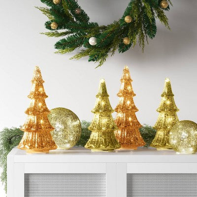  12" Christmas Mercury Lit Glass Tiered Classic Tree Decor - Wondershop™
