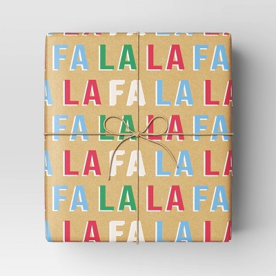  40" 125 Sq Ft Christmas Roll Wrap Multi Fa La La On Brown - Wondershop™