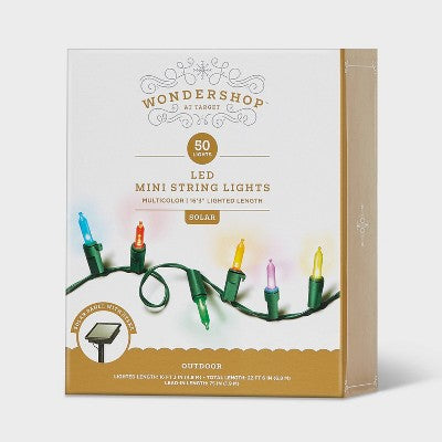  50ct Solar LED Christmas Indoor Outdoor Mini String Lights With Green Wire - Wondershop™