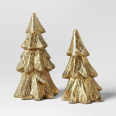  8pk Christmas Poly Animals/Trees/People Decor Set Gold - Wondershop™
