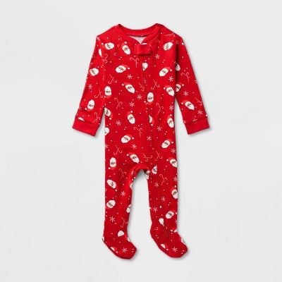  Baby Santa Print Ribbed Holiday Matching Family Footed Pajama - Wondershop™ Red