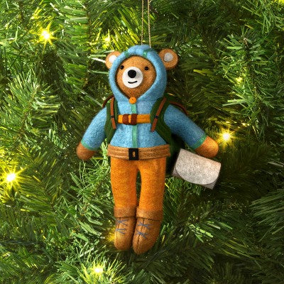  Christmas Fabric Camping Bear Ornament - Wondershop™