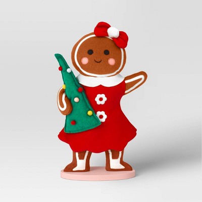  17.25" Fabric Gingerbread Woman Holding Tree Decorative Sculpture - Wondershop™ Brown
