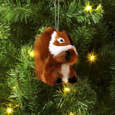  4" Christmas Faux Fur Animals Squirrel Ornament - Wondershop™
