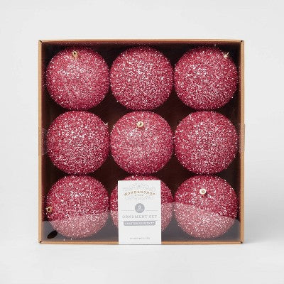  9pc Tinsel Ball Christmas Tree Ornament Set - Wondershop™