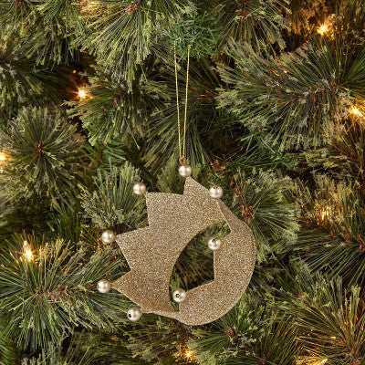  Metal Glitter Crown Christmas Tree Ornament - Wondershop™