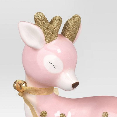  Christmas Ceramic Sitting Deer Décor Pink - Wondershop™