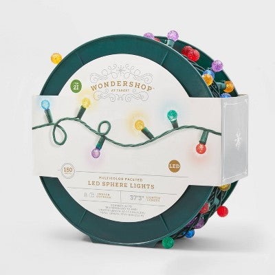  150ct LED Faceted Sphere Christmas String Lights Spool With Green Wire - Wondershop™