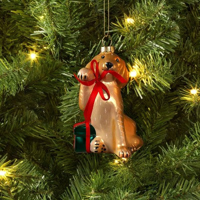  Christmas Glass Dog Ornament - Wondershop™