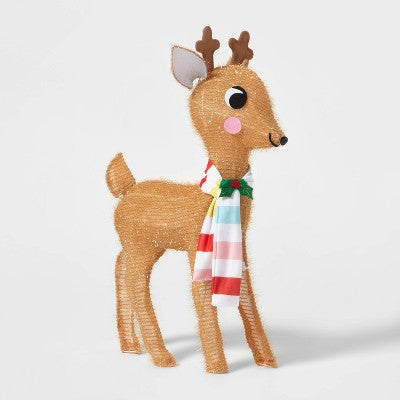  28" Tinsel Fabric Reindeer Christmas Novelty Sculpture Light - Wondershop™