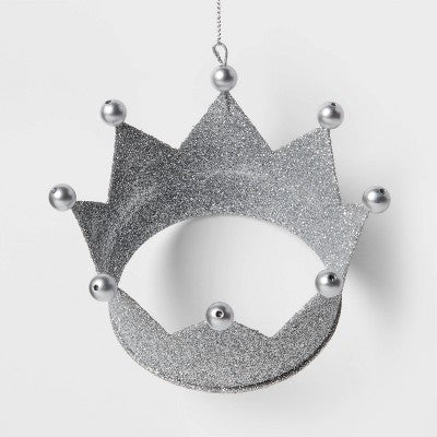  Metal Glitter Crown Christmas Tree Ornament - Wondershop™