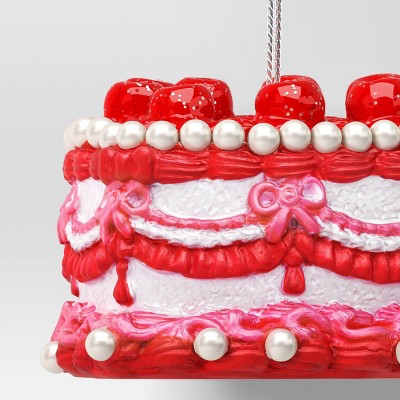  Christmas Resin Heart Cake Ornament Pink/Red - Wondershop™