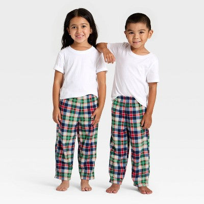  Toddler Plaid Microfleece Holiday Matching Family Pajama Pants - Wondershop™ Cream