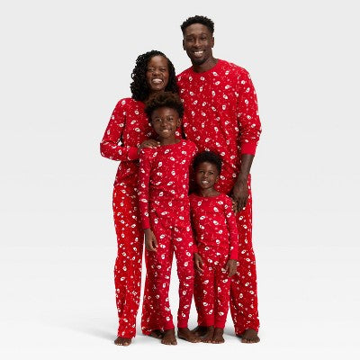  Women's Santa Print Ribbed Long Sleeve Holiday Matching Family Pajama Shirt - Wondershop™ Red