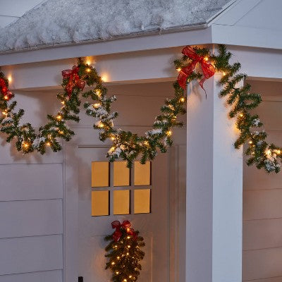  18' Pre-Lit Artificial Pine Bough Christmas Garland Green With Clear Lights - Wondershop™