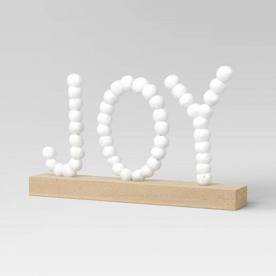  7.75" Battery Operated LED Lit 'JOY' Pom Pom Tabletop Decorative Sign - Wondershop™