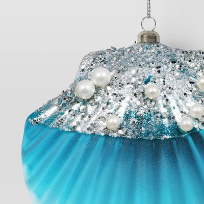  4.25" Christmas Plastic Scallop Ornament Aqua - Wondershop™