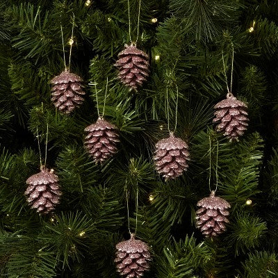  8ct Glittered Pinecone Christmas Tree Ornament Set - Wondershop™