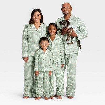  Baby Gingerbread Striped Ribbed Holiday Matching Family Footed Pajama - Wondershop™ Cream