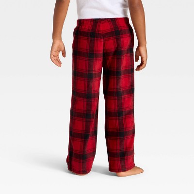  Toddler Plaid Microfleece Holiday Matching Family Pajama Pants - Wondershop™ Red/Black