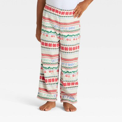  Toddler "Let It Snow" Fair Isle Microfleece Holiday Matching Family Pajama Pants - Wondershop™ Cream