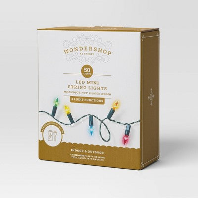  50ct LED Battery Operated Hybrid Miniature String Lights With Green Wire - Wondershop™