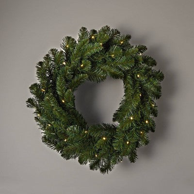  22" Pre-lit Battery Operated LED Artificial Christmas Wreath Dual Color Lights - Wondershop™