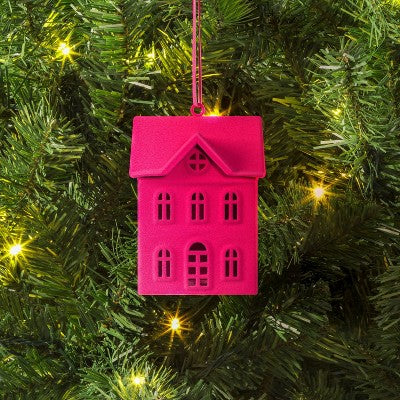  Christmas Metal Hot Pink House Ornament - Wondershop™