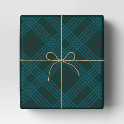  30” 25 Sq Ft Christmas Roll Wrap Green Plaid - Wondershop™