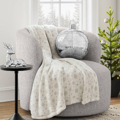  11"x13" Christmas 3D Disco Ball Shape Pillow With Silver Sequins - Wondershop™