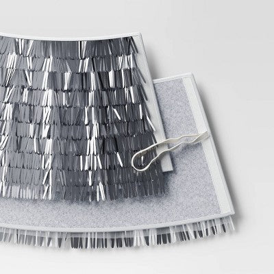  Christmas Mirrored Metallic Fringe Fabric Tree Collar Silver - Wondershop™