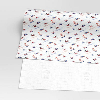  30” 25 Sq Ft Christmas Roll Wrap Dogs Sledding On Cream - Wondershop™