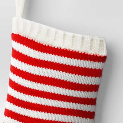  20" Christmas Stripe Knit Stocking Red/White - Wondershop™
