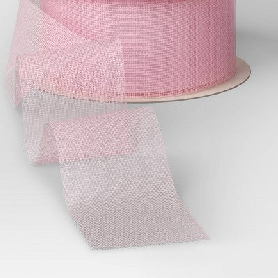  45' Christmas Holiday Cheer Premium Ribbon Pink Sheer - Wondershop™