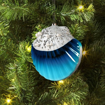  4.25" Christmas Plastic Scallop Ornament Blue - Wondershop™