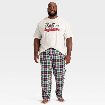  Men's Plaid Microfleece Holiday Matching Family Pajama Pants - Wondershop™