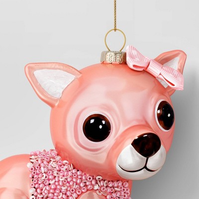  Christmas Glass Pink Chihuahua Ornament - Wondershop™